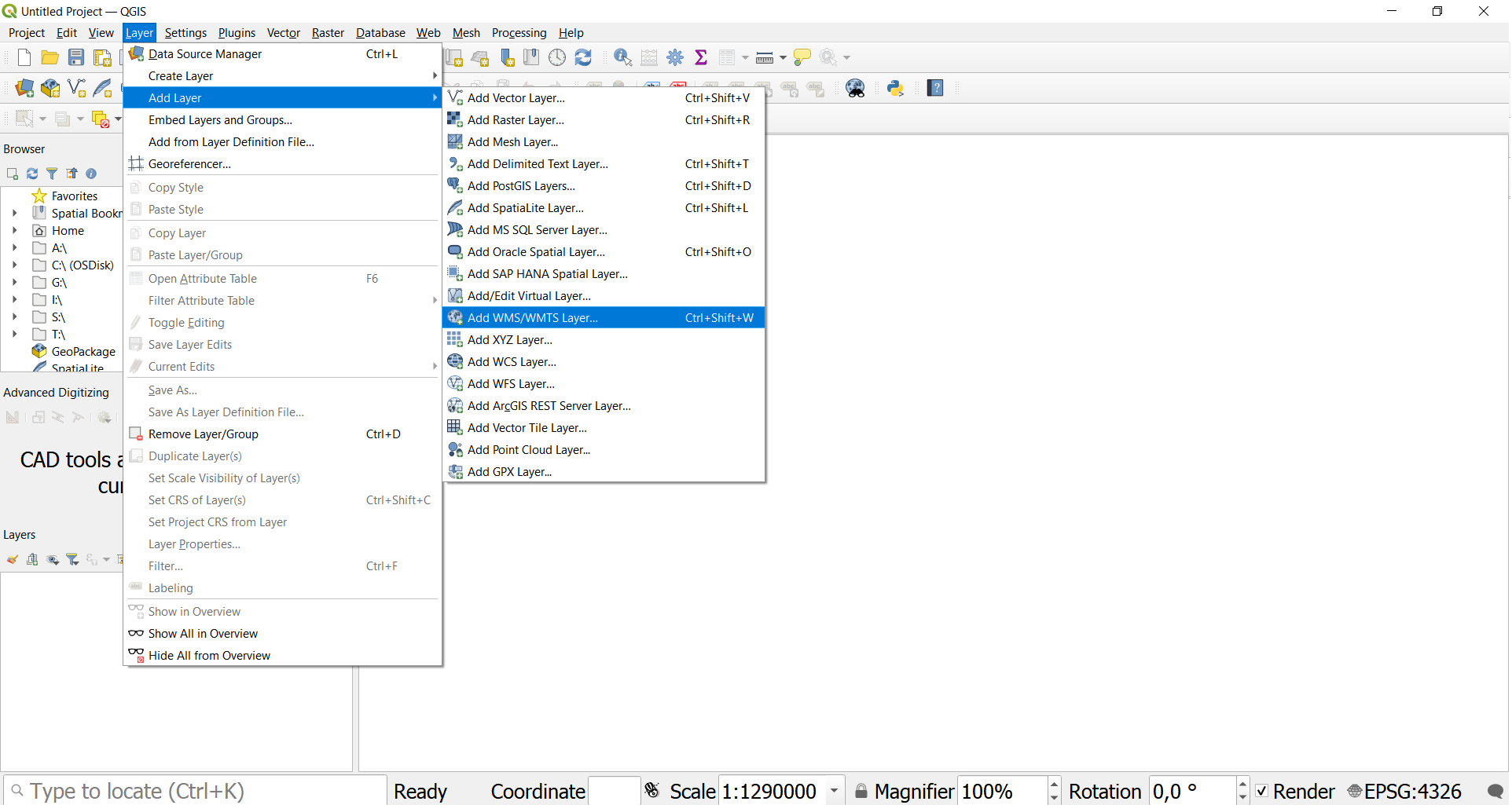 Add WMS/WMTS in QGIS