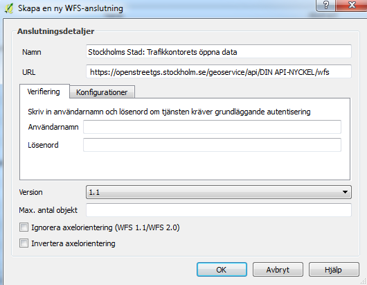 Create new WFS connection